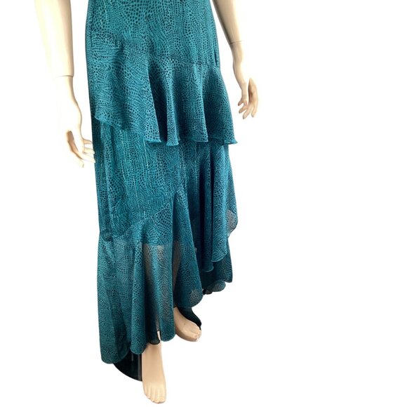 Floret Studio‎ Dress Size Medium One-Shoulder Ruffled Asymmetrical Midi Teal - Picture 4 of 11